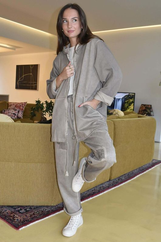 Anine Soft Touch Seam Pocket Hoodie Washed Mocha 